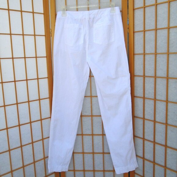 new FRESH PRODUCE White Safari Ankle Pants cotton/spandex Broadcloth 29" long - Picture 4 of 6